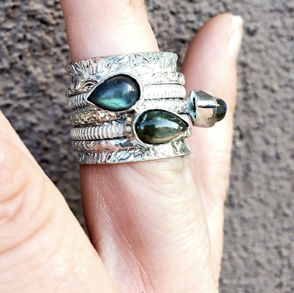 New Labradorite Silver Meditation Spinner Ring. - Picture 4 of 10